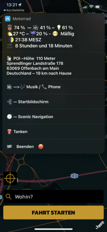 Shows iOS Shortcuts Menue